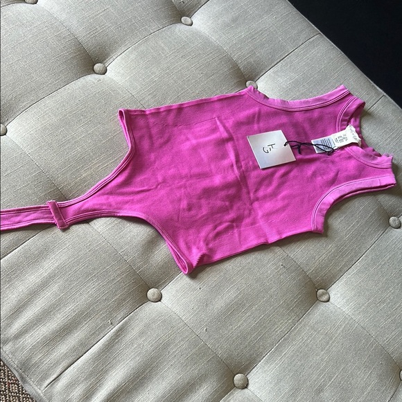 NWT Happily Grey Pink Ribbed Bodysuit Size XS/S - Picture 1 of 8